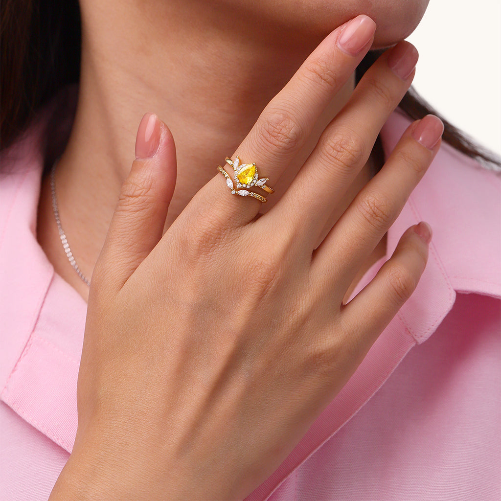 Gnoce Pear-Cut Stackable Ring_4