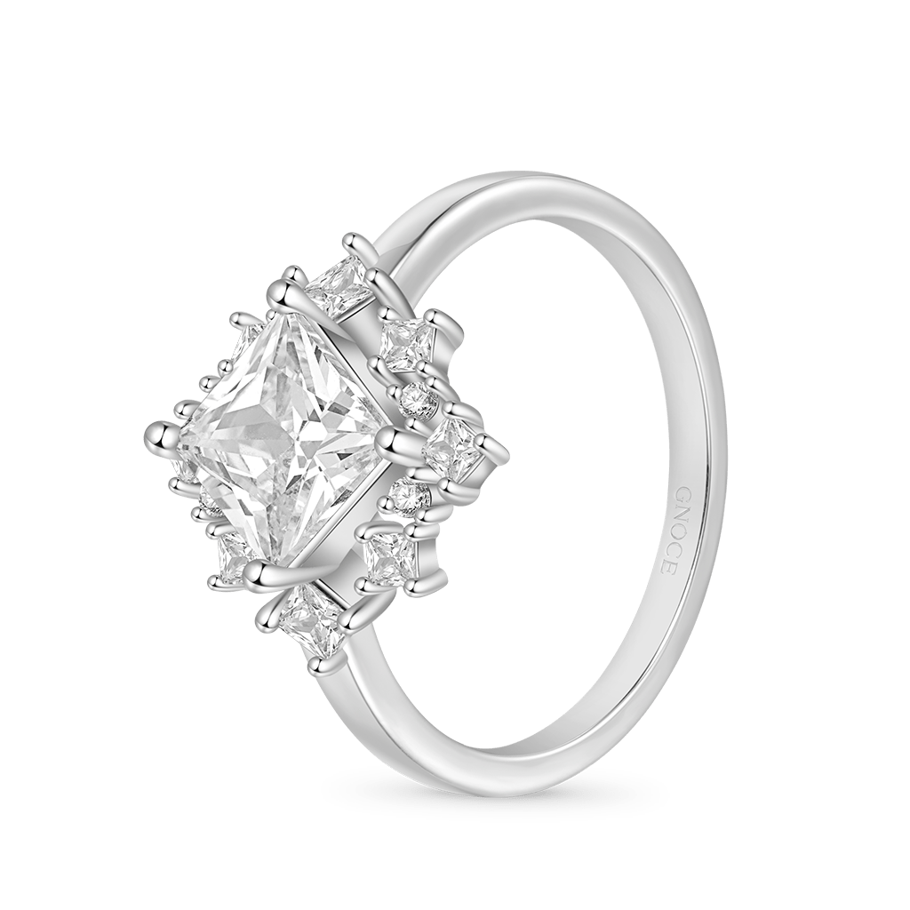 Gnoce Pagoda-Cut White Zirconia Ring Platinum-plated Silver Blend_2