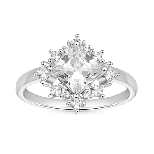 Gnoce Pagoda-Cut White Zirconia Ring Platinum-plated Silver Blend_1
