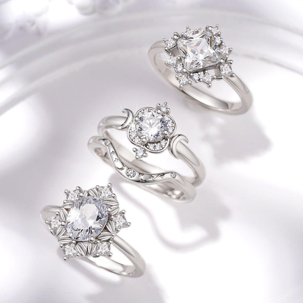 Gnoce Pagoda-Cut White Zirconia Ring Platinum-plated Silver Blend_3