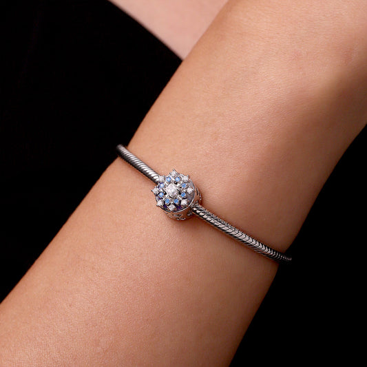 Gnoce Engravable Rotatable Snowflake Charm Platinum-plated Silver Blend_6