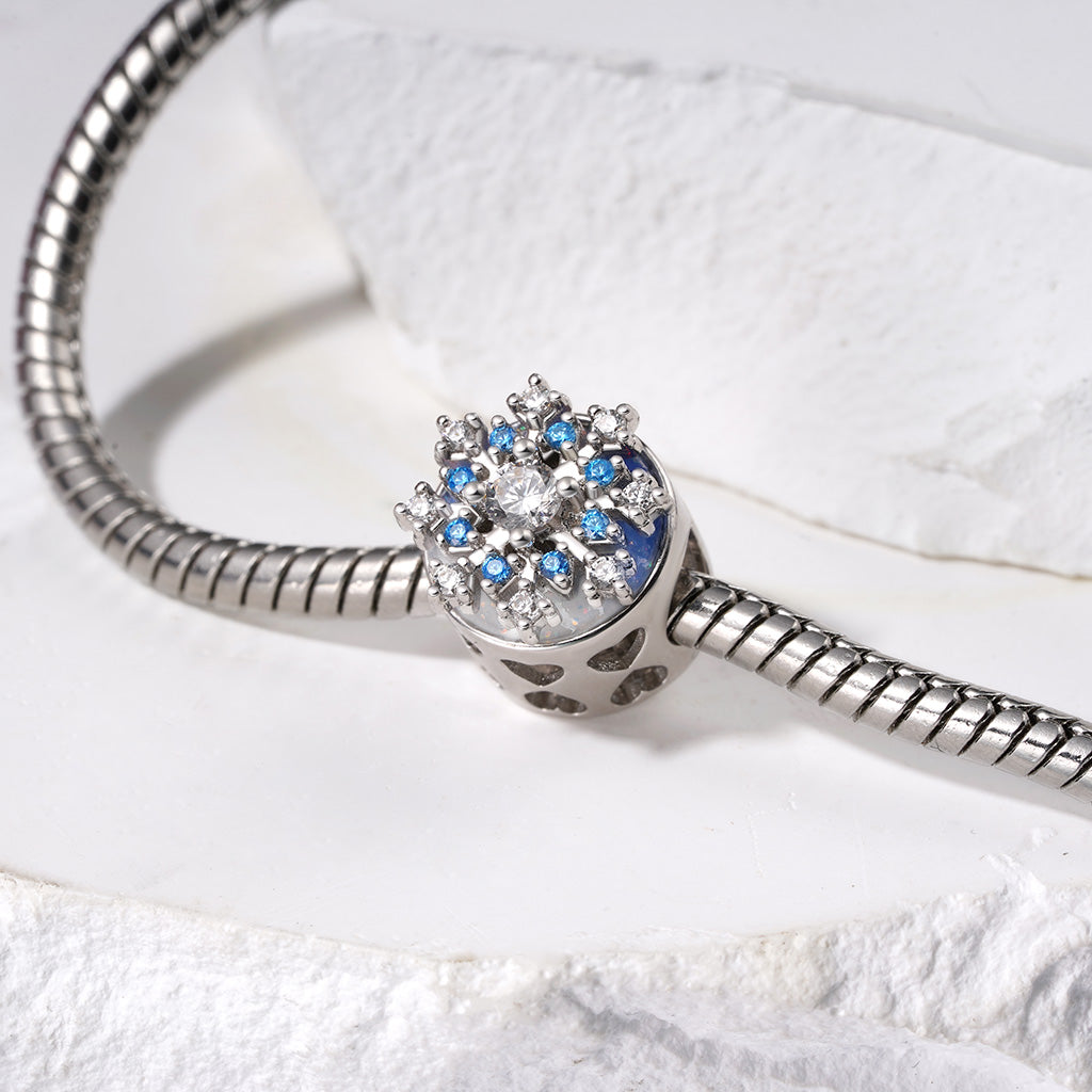Gnoce Engravable Rotatable Snowflake Charm Platinum-plated Silver Blend_4