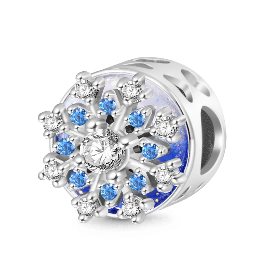 Gnoce Engravable Rotatable Snowflake Charm Platinum-plated Silver Blend_3