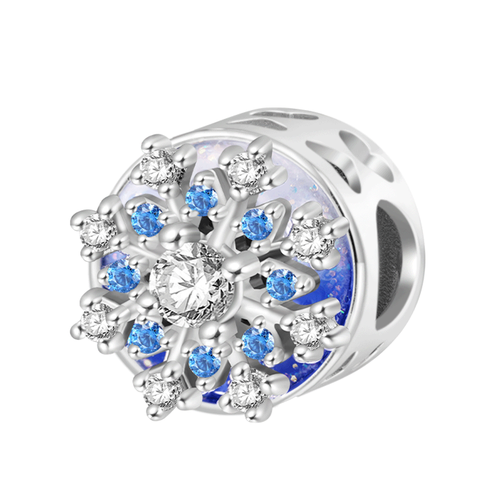 Gnoce Engravable Rotatable Snowflake Charm Platinum-plated Silver Blend_1