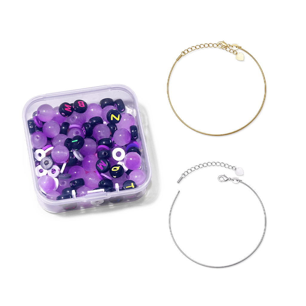Gnoce Halloween Letter DIY Purple Bead & Box with Two Bracelets_2