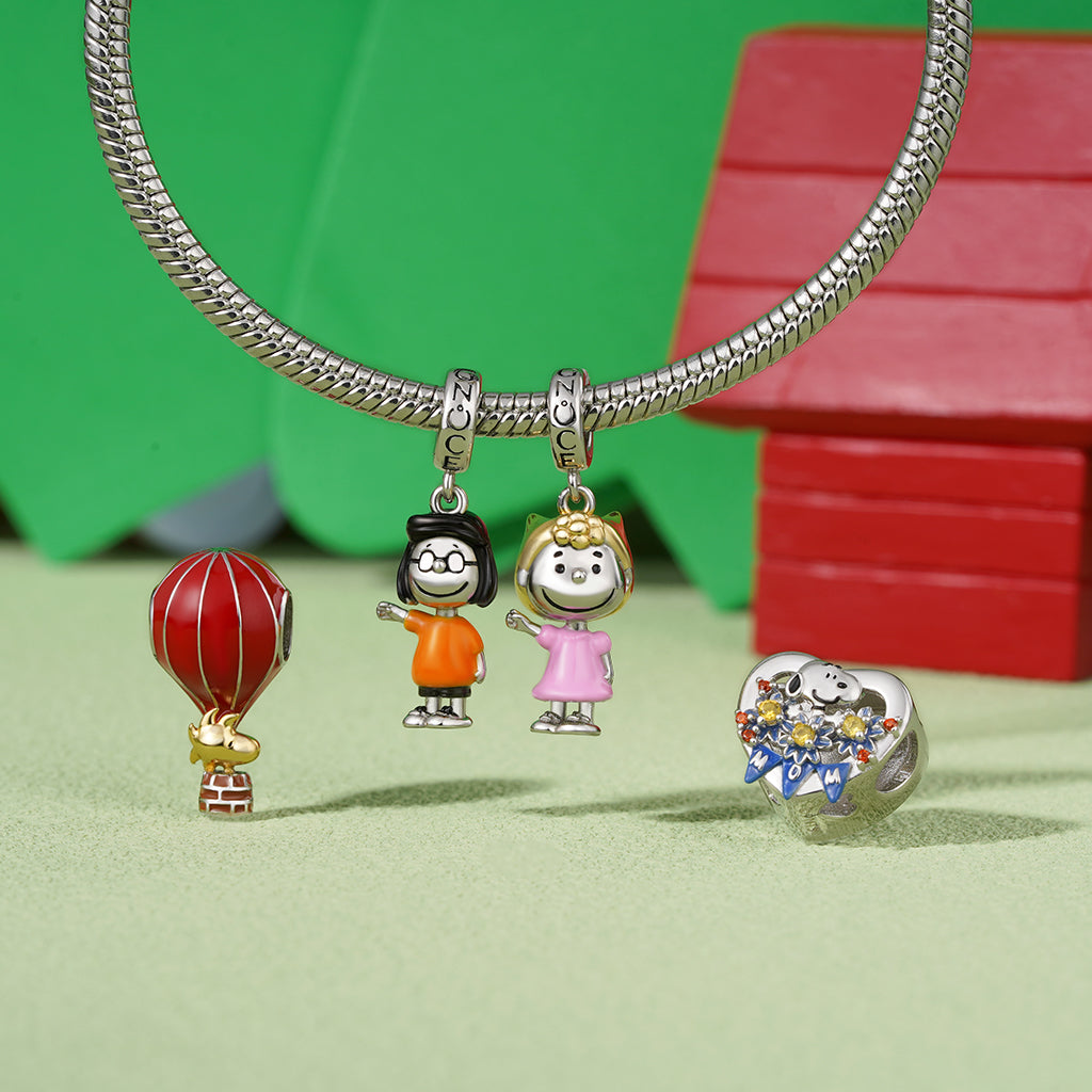 Gnoce Peanuts 'Flowers for Mom' Snoopy Heart Personalized Photo Charm_3