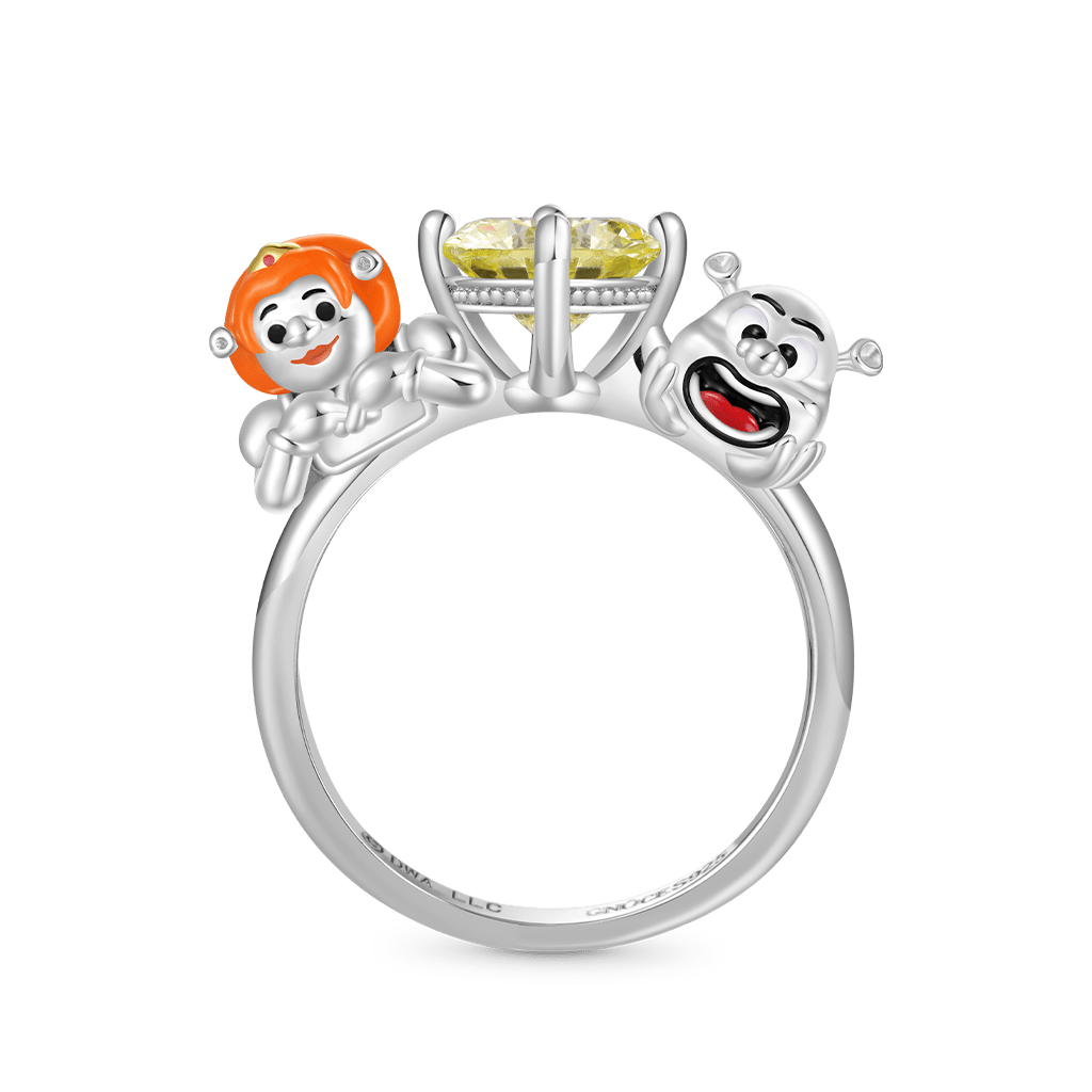Gnoce Shrek and Fiona Hug Green Diamond Ring_1