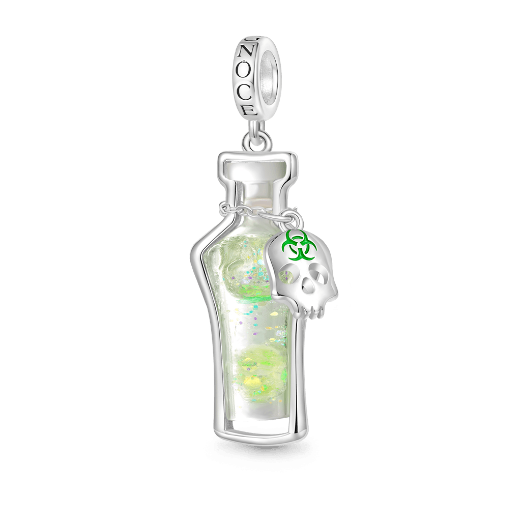 Gnoce Halloween Poison Glow-in-the-Dark Glass Bottle Charm Platinum-plated Silver Blend_2