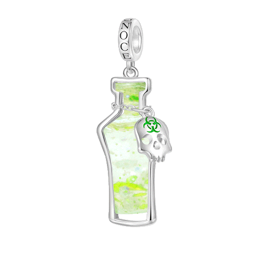 Gnoce Halloween Poison Glow-in-the-Dark Glass Bottle Charm Platinum-plated Silver Blend_1