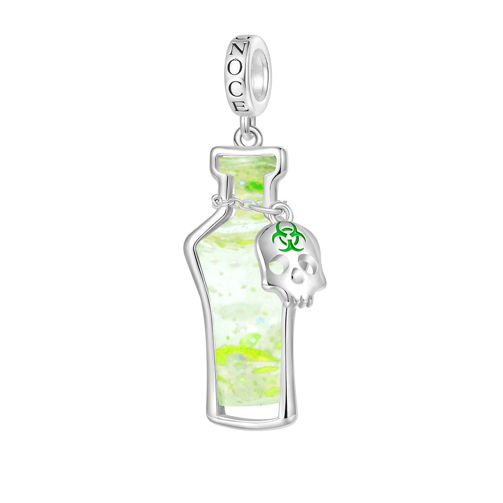 Gnoce Halloween Poison Glow-in-the-Dark Glass Bottle Charm Platinum-plated Silver Blend_1