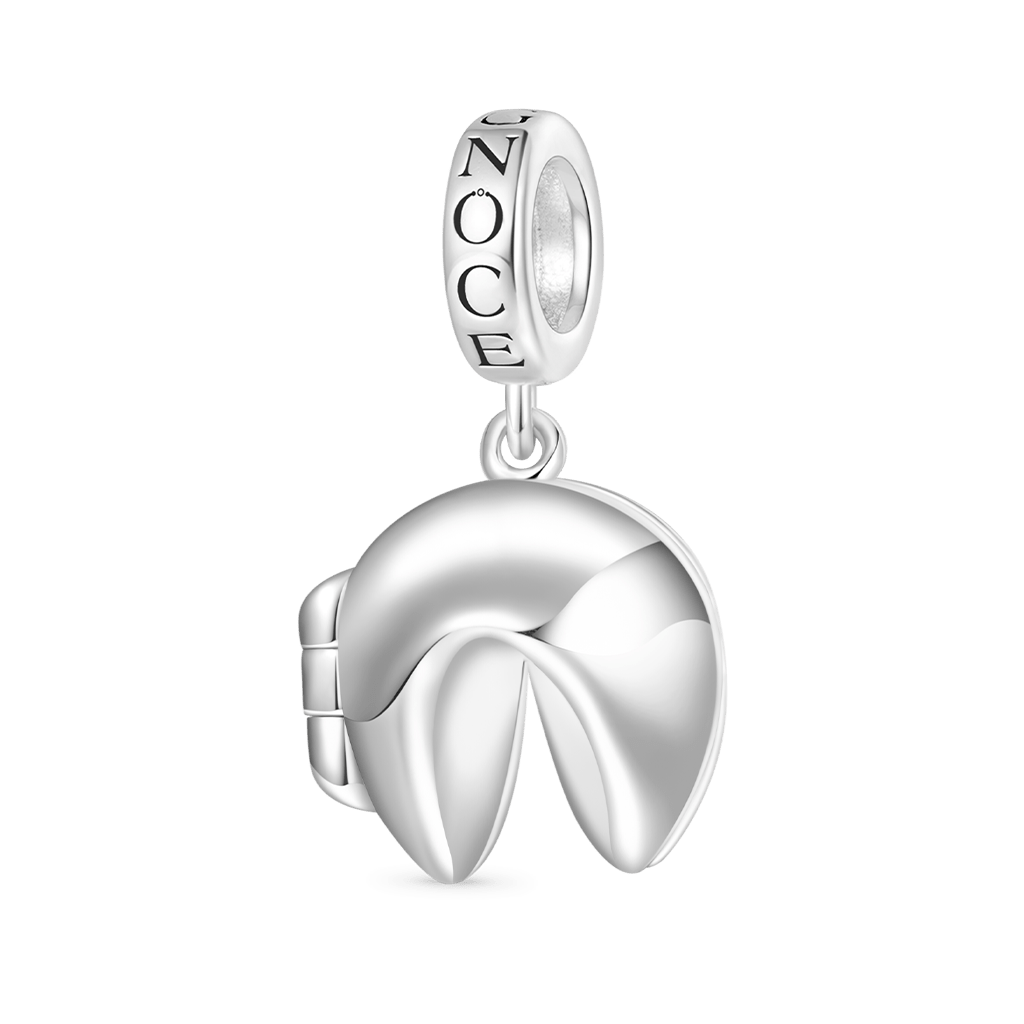 Gnoce Engravable Fortune Cookie Charm Platinum-plated Silver Blend_2