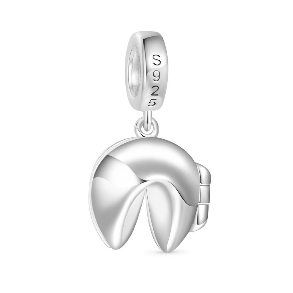 Gnoce Engravable Fortune Cookie Charm Platinum-plated Silver Blend_4