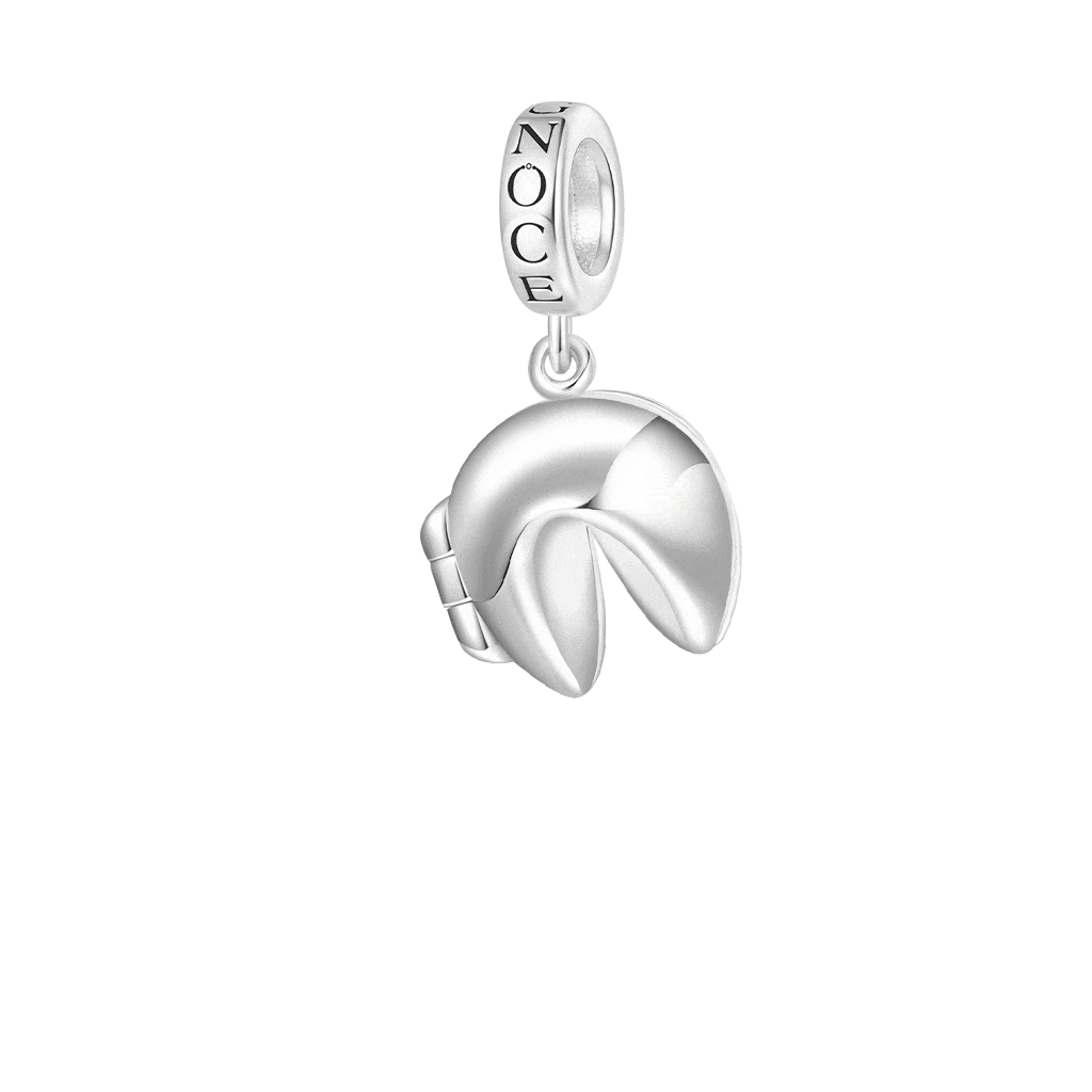 Gnoce Engravable Fortune Cookie Charm Platinum-plated Silver Blend_1
