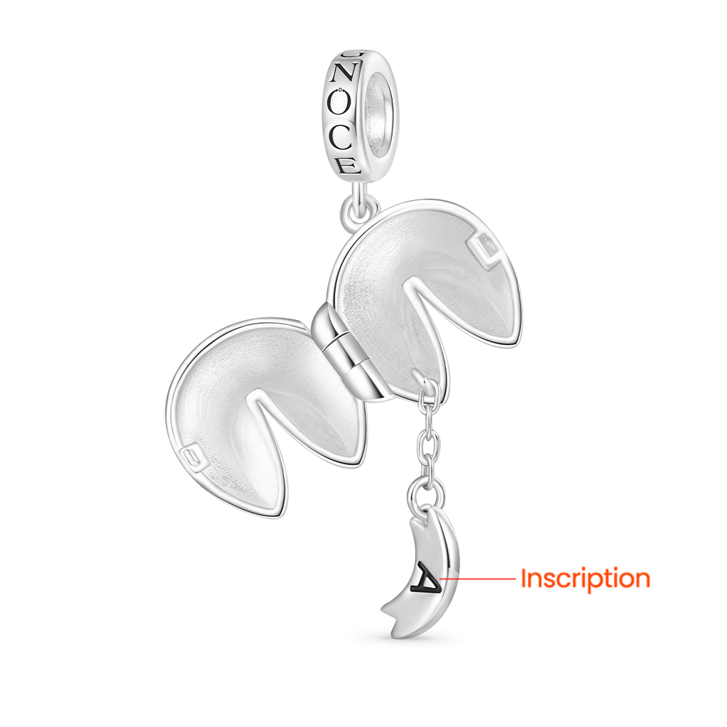 Gnoce Engravable Fortune Cookie Charm Platinum-plated Silver Blend_3