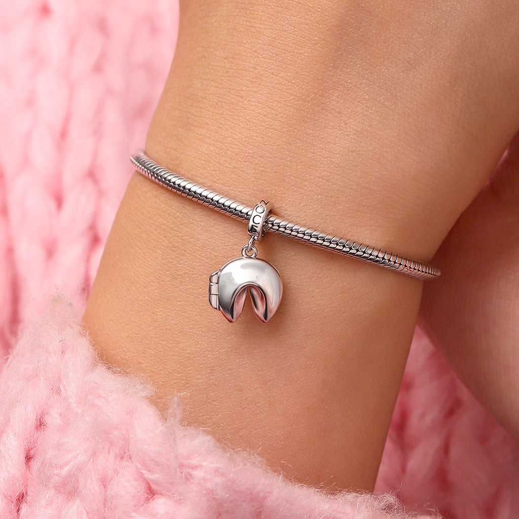 Gnoce Engravable Fortune Cookie Charm Platinum-plated Silver Blend_8