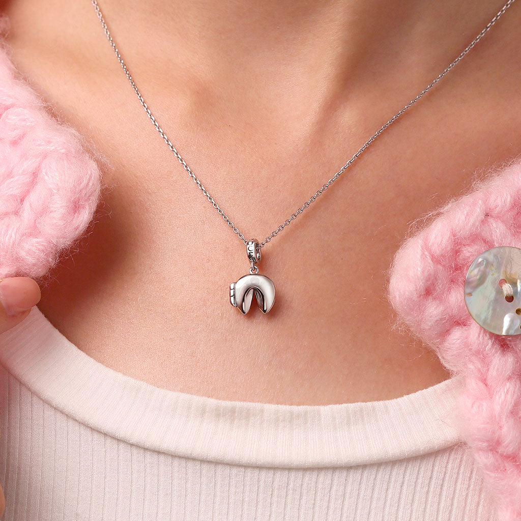Gnoce Engravable Fortune Cookie Charm Platinum-plated Silver Blend_7