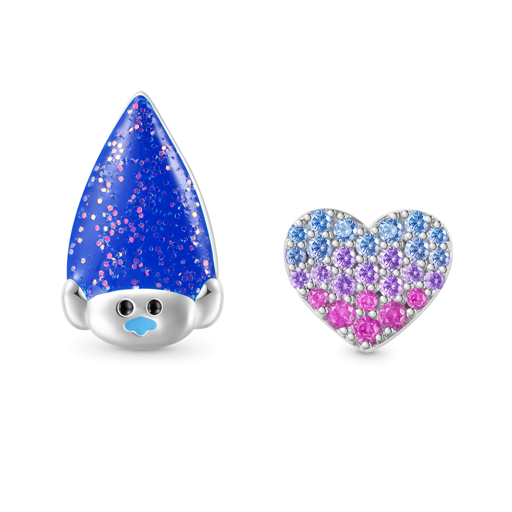 Gnoce Trolls Branch Heart Mismatched Stud Earrings_1