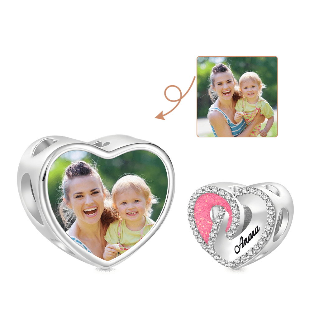 Gnoce Heart Hollow Photo Charm Platinum-plated Silver Blend_1
