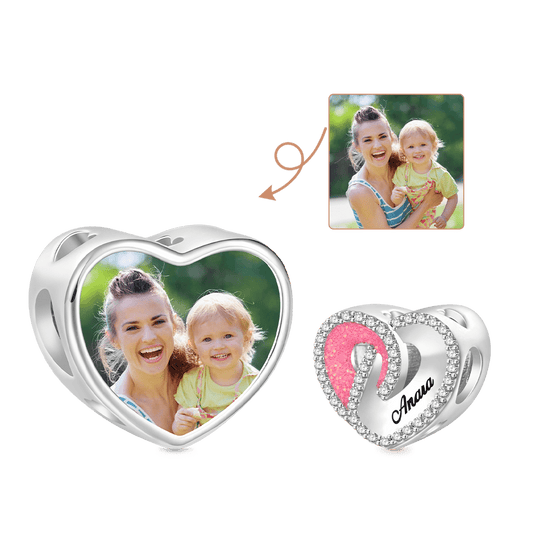 Gnoce Heart Hollow Photo Charm Platinum-plated Silver Blend_1