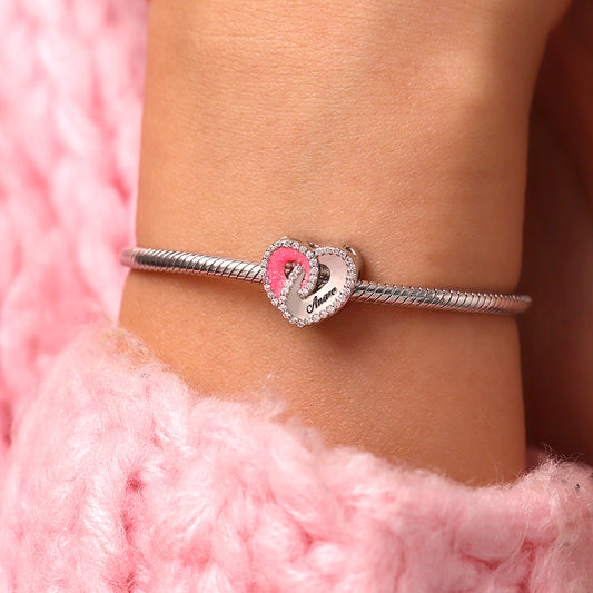 Gnoce Heart Hollow Photo Charm Platinum-plated Silver Blend_4