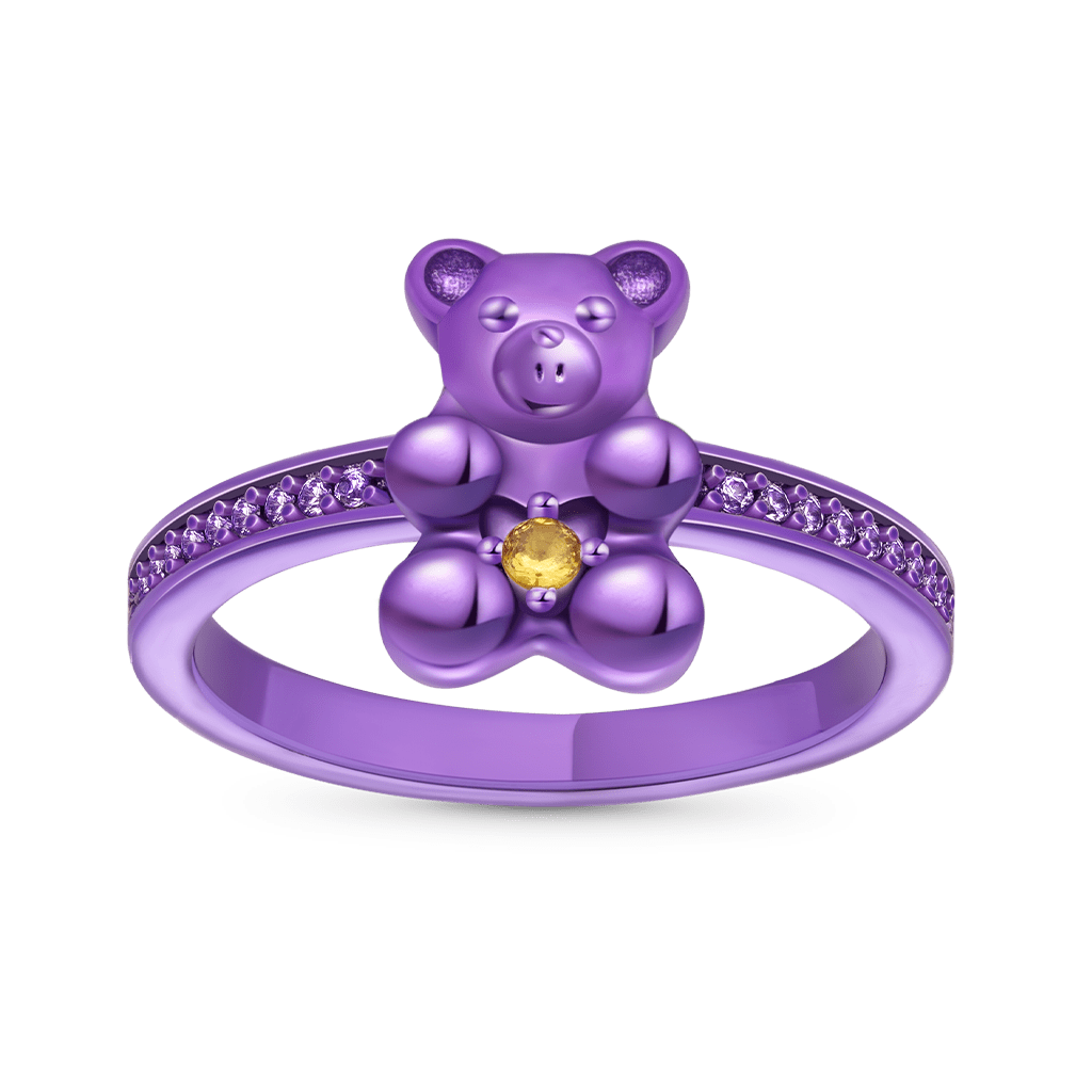 Gnoce Cute Purple Candy Bear Ring_1