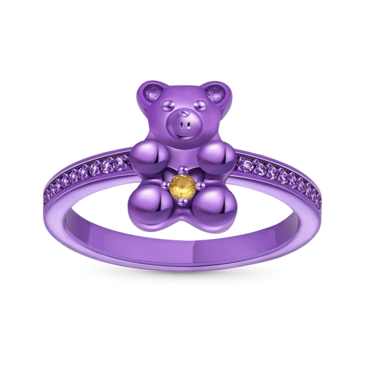 Gnoce Cute Purple Candy Bear Ring_1