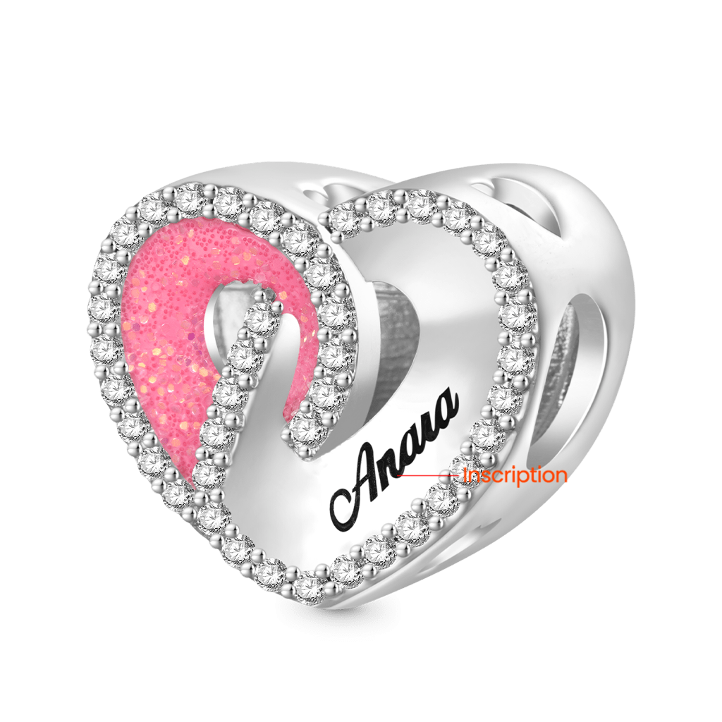 Gnoce Heart Hollow Photo Charm Platinum-plated Silver Blend_3