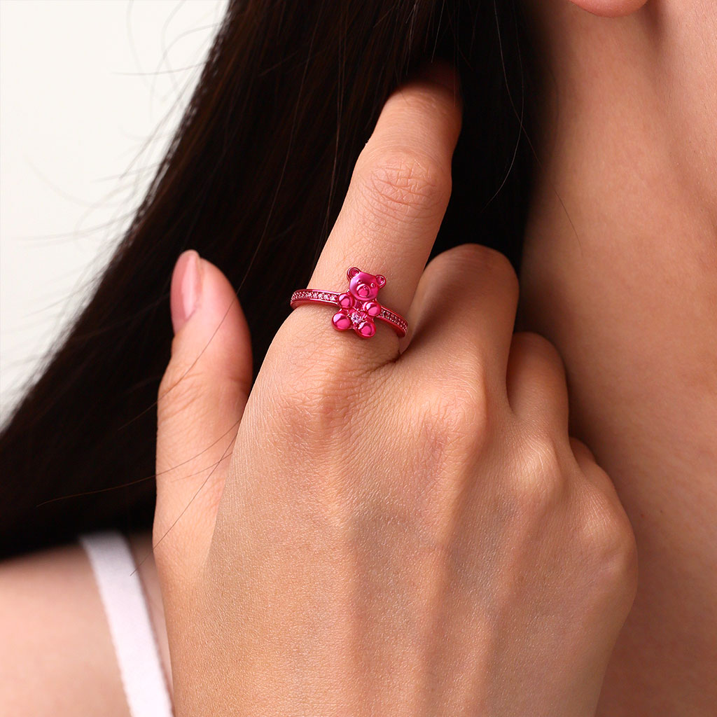 Gnoce Cute Pink Candy Bear Ring_4