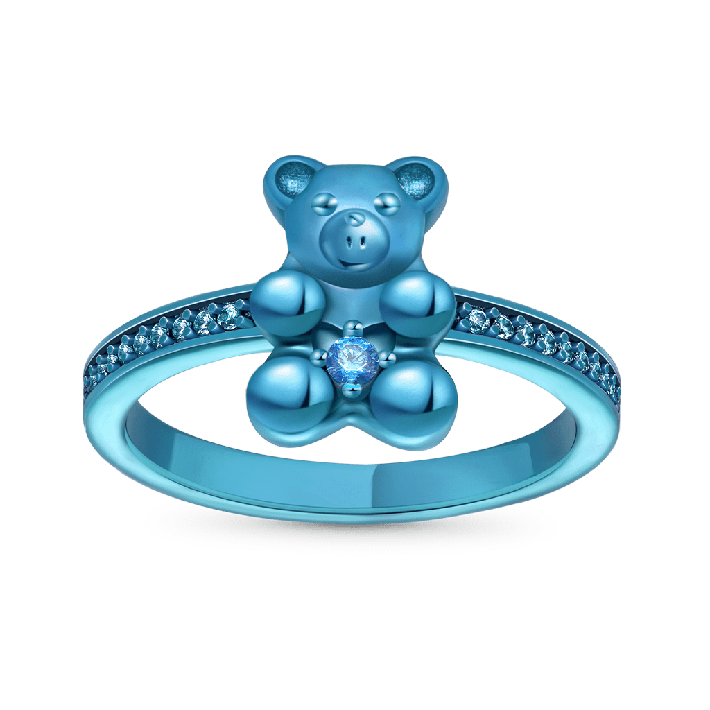 Gnoce Cute Blue Candy Bear Ring_1