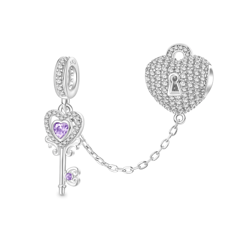 Gnoce Key To My Heart Birthstone Charm Platinum-plated Silver Blend_2