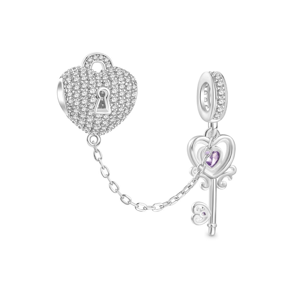 Gnoce Key To My Heart Birthstone Charm Platinum-plated Silver Blend_3