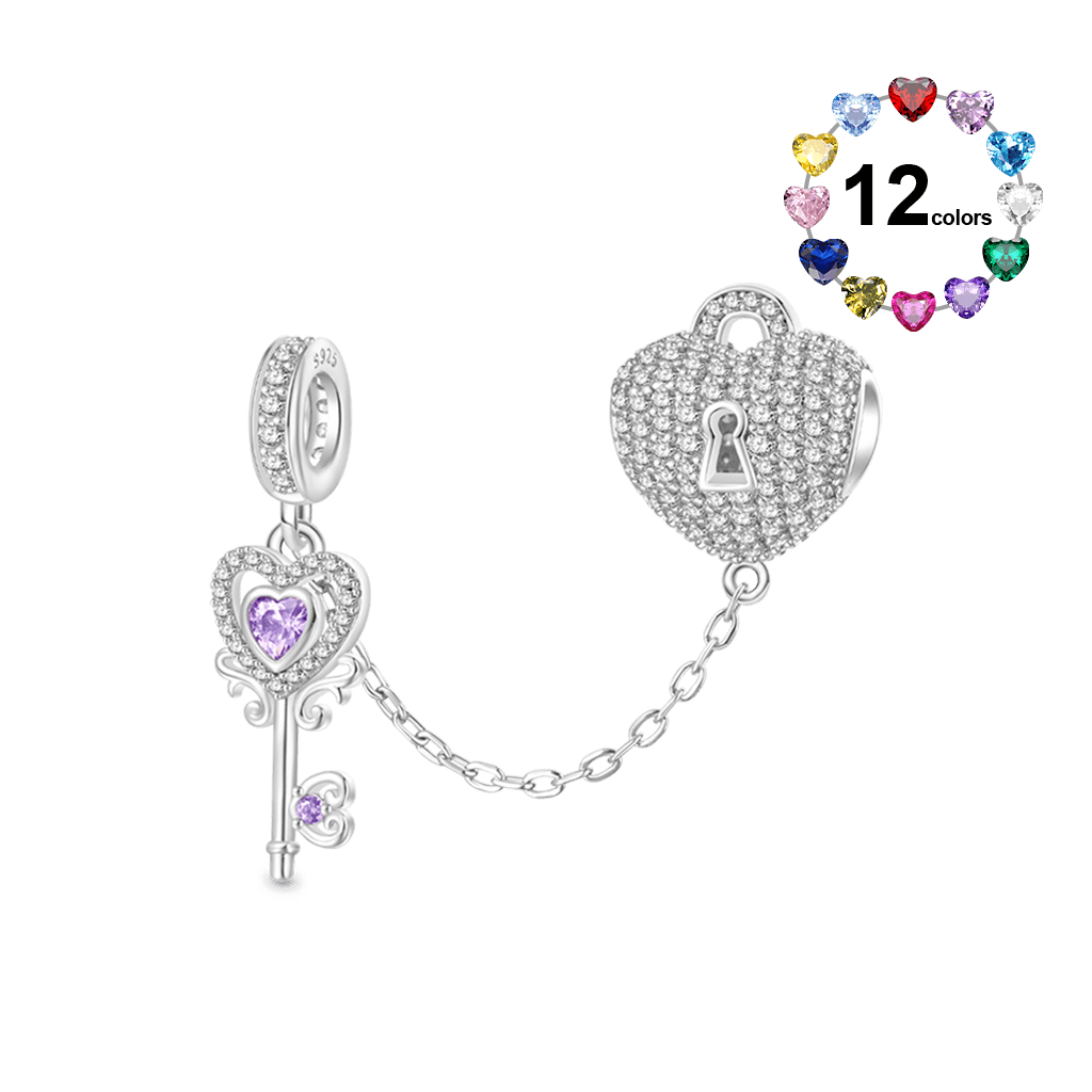 Gnoce Key To My Heart Birthstone Charm Platinum-plated Silver Blend_1
