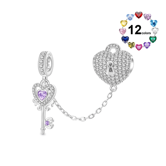 Gnoce Key To My Heart Birthstone Charm Platinum-plated Silver Blend_1