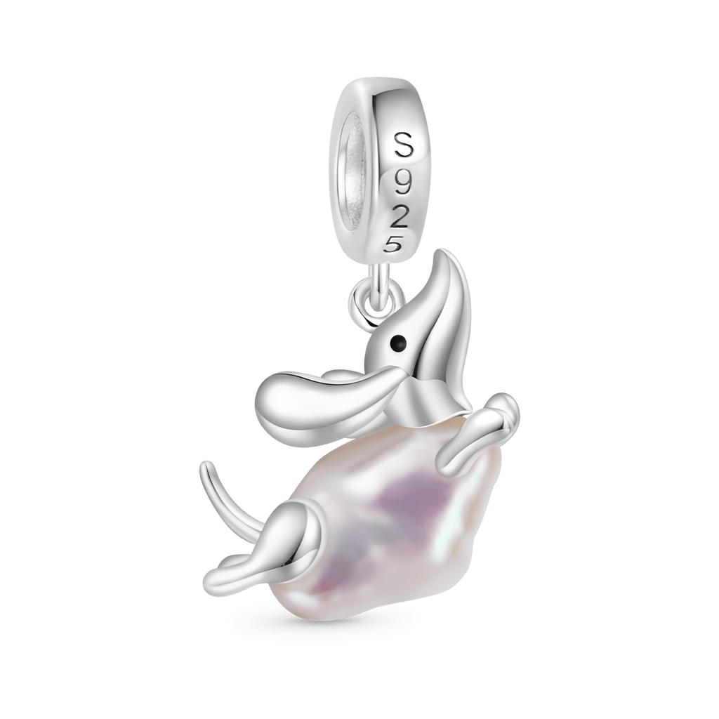 Gnoce Irregular Pearl Dachshund Dog Pendant Dangle Charm_2