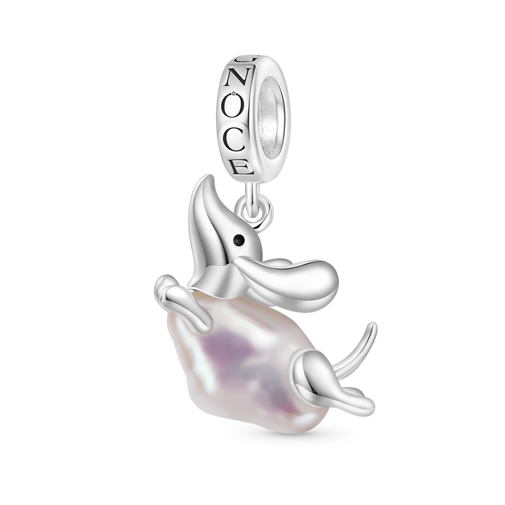 Gnoce Irregular Pearl Dachshund Dog Pendant Dangle Charm_1