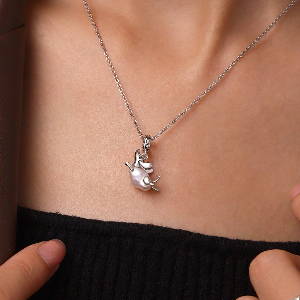 Gnoce Irregular Pearl Dachshund Dog Pendant Dangle Charm_5