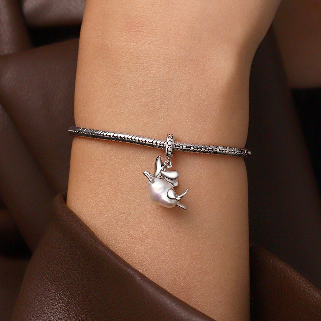 Gnoce Irregular Pearl Dachshund Dog Pendant Dangle Charm_6
