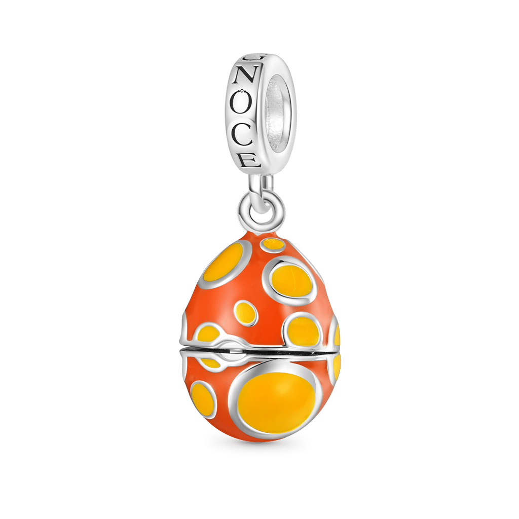 Gnoce Easter Egg-Pocket Dachshund Charm Platinum-plated Silver Blend_2