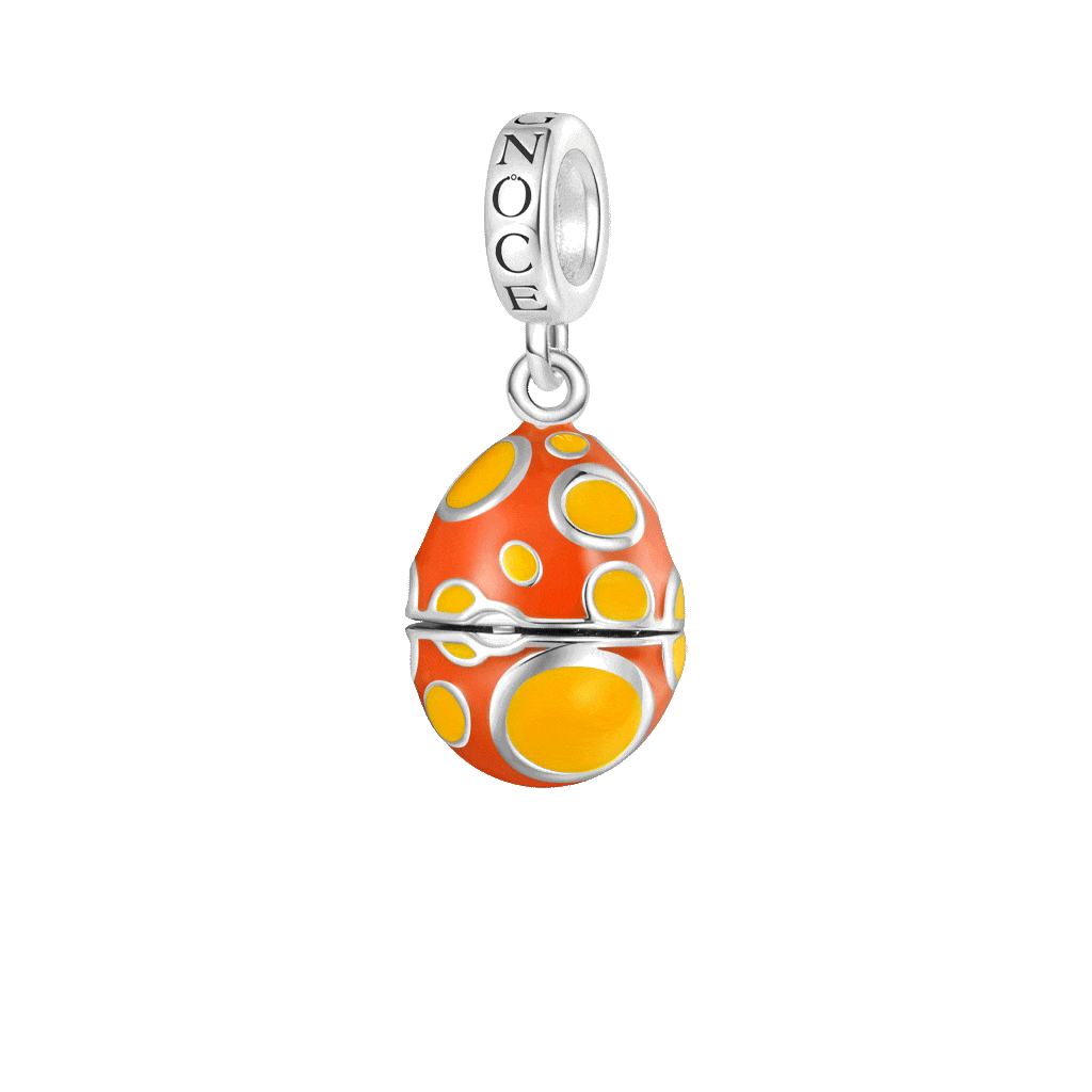 Gnoce Easter Egg-Pocket Dachshund Charm Platinum-plated Silver Blend_1