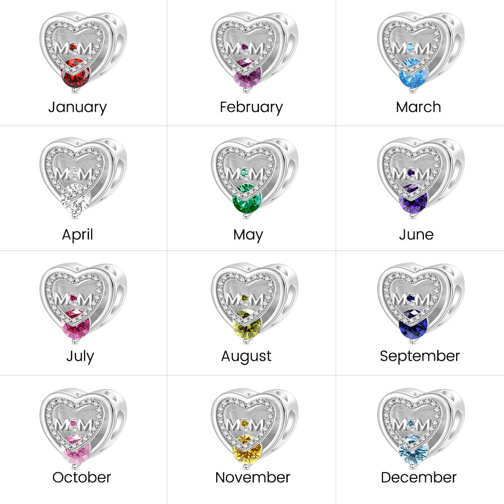 Gnoce Mother's Day Heart Birthstone Personalized Photo Charm_6