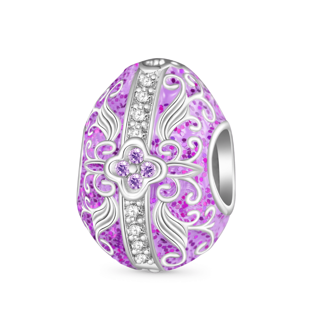 Gnoce Surprise Easter Egg Retro Pattern Charm Platinum-plated Silver Blend_1