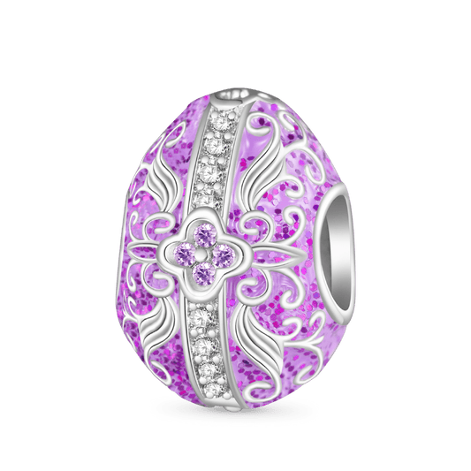 Gnoce Surprise Easter Egg Retro Pattern Charm Platinum-plated Silver Blend_1