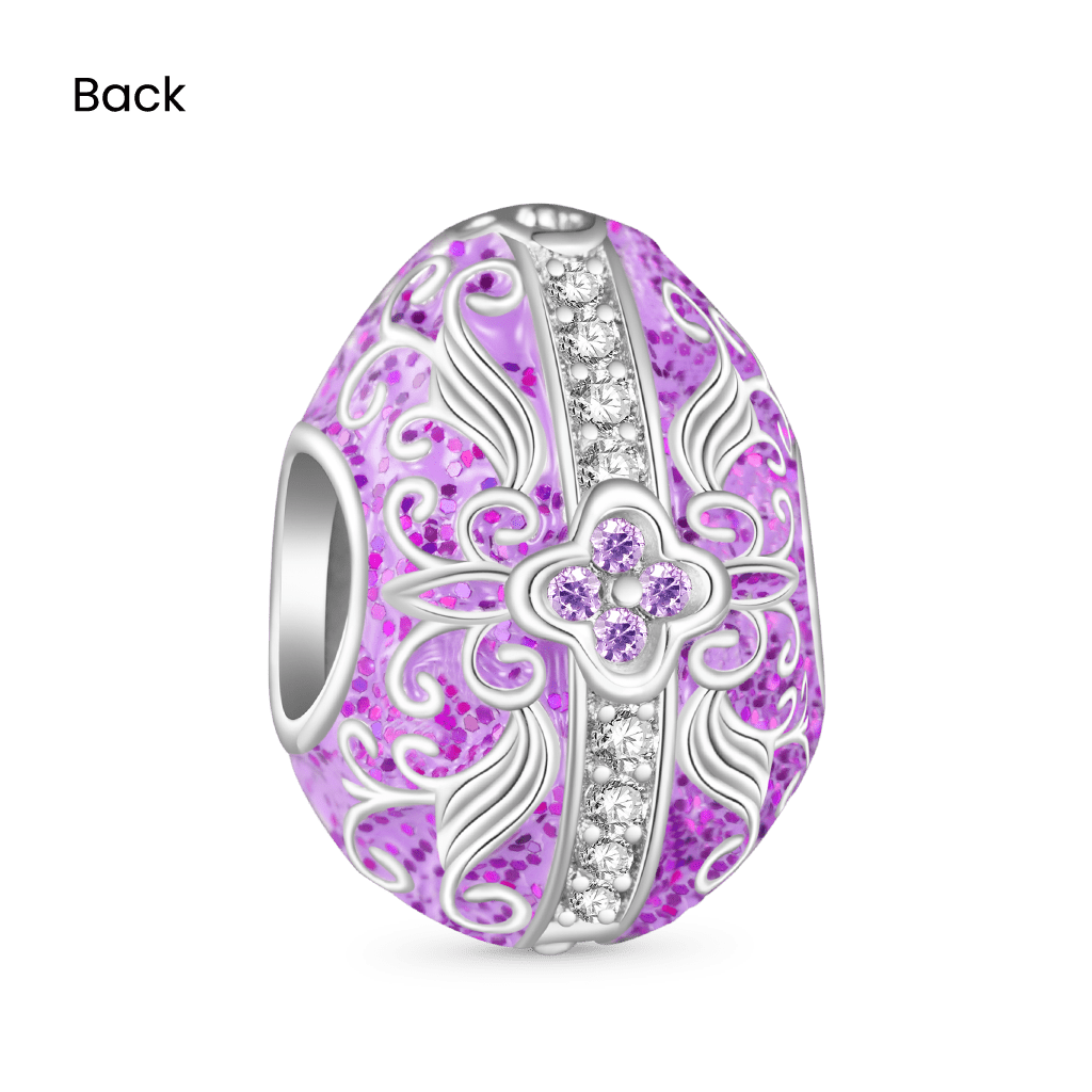 Gnoce Surprise Easter Egg Retro Pattern Charm Platinum-plated Silver Blend_2