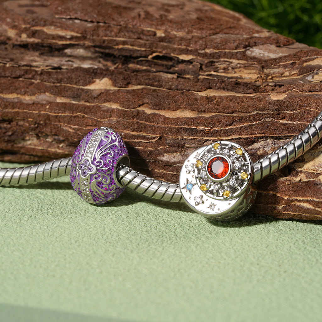 Gnoce Surprise Easter Egg Retro Pattern Charm Platinum-plated Silver Blend_3