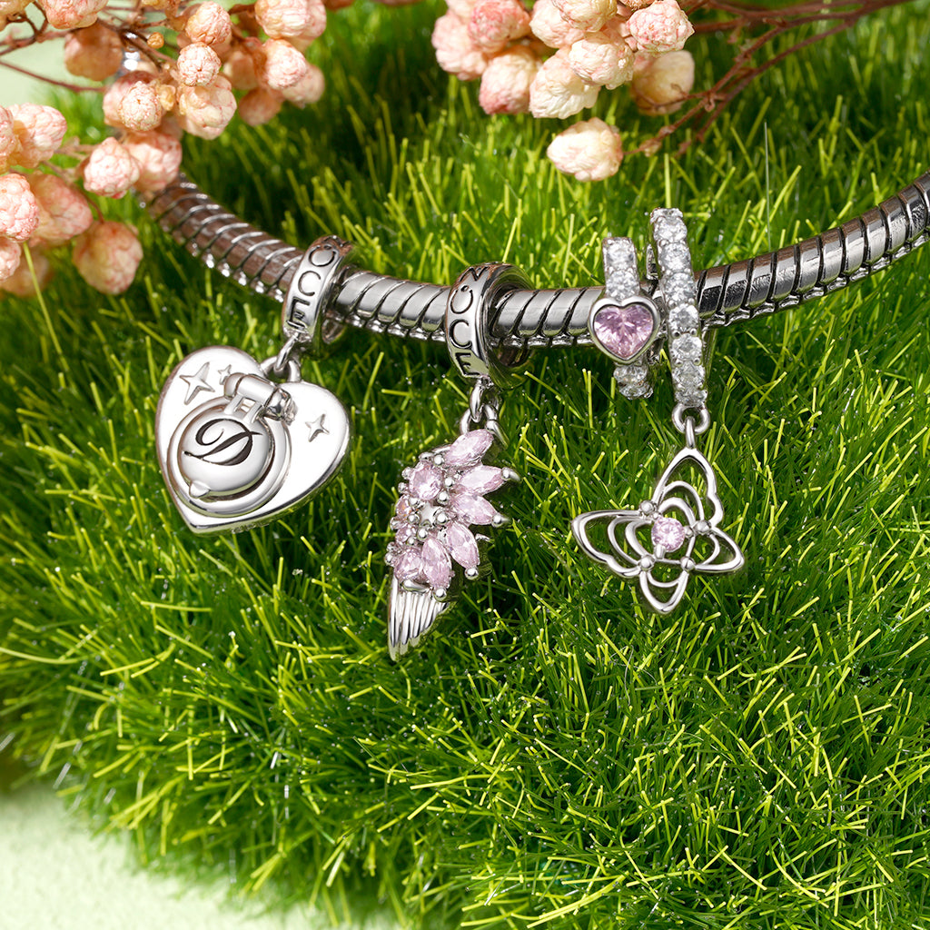 Gnoce Butterfly Love Letter Charm Platinum-plated Silver Blend_4