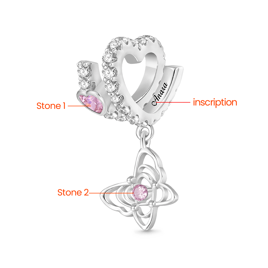 Gnoce Butterfly Love Letter Charm Platinum-plated Silver Blend_2