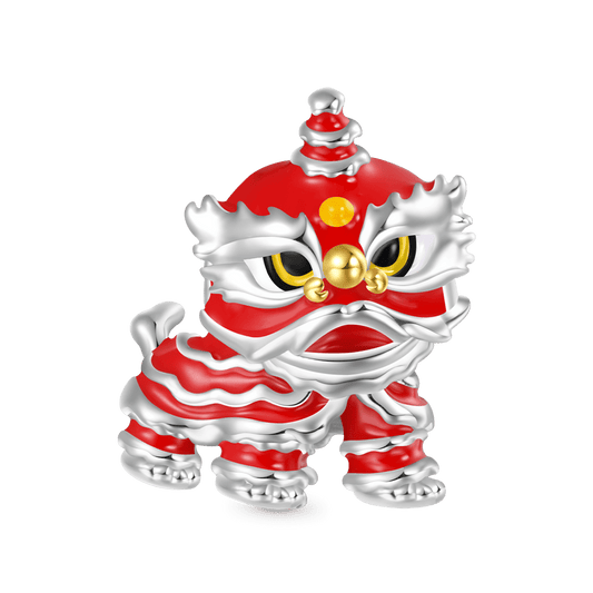 Gnoce Happy New Year Lion Dance Charm Platinum-plated Silver Blend_1