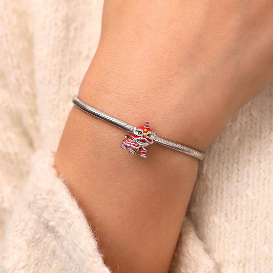 Gnoce Happy New Year Lion Dance Charm Platinum-plated Silver Blend_5