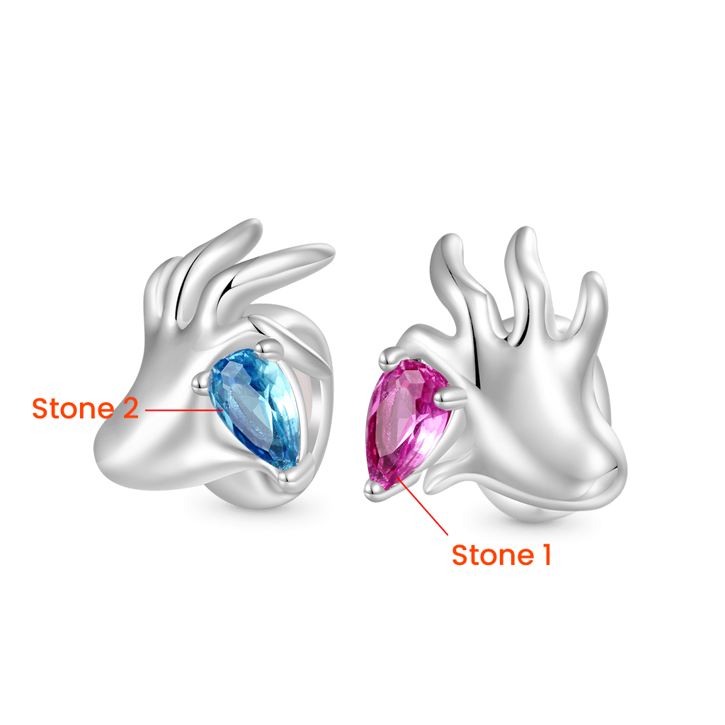 Gnoce Hands with Love Birthstone Charm Platinum-plated Silver Blend_2