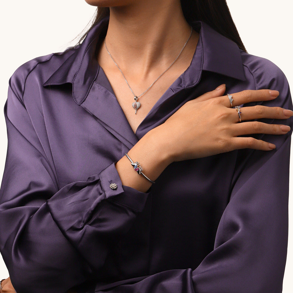 Gnoce Hands with Love Birthstone Charm Platinum-plated Silver Blend_5